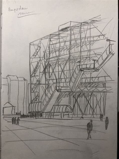 Pompidou Sketch Dessin Archi Musée Pompidou Pompidou Paris