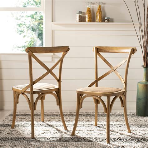 Safavieh Franklin X Back Weathered Oak Dining Chair Set Of Ivory 201