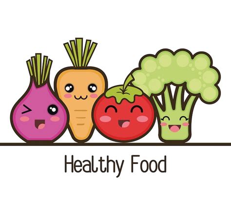 Conjunto De Dibujos Animados Alimentos Saludables Verduras Diseño