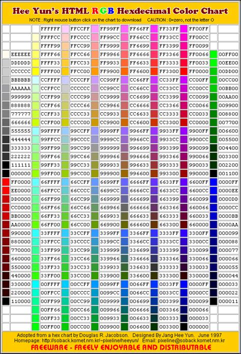 Gallery Of Hex Triplet Color Chart Table Of Color Codes For Html