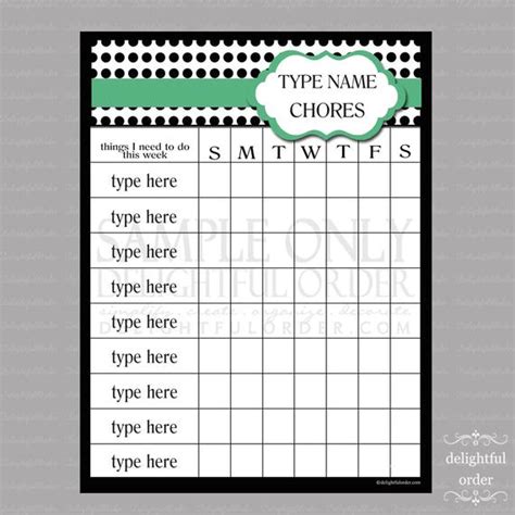 Maybe you would like to learn more about one of these? Editable Green Dot Chore Chart PDF File Instant Digital