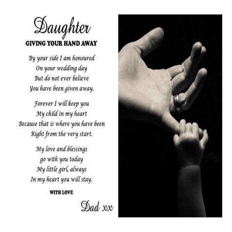 I will wear your robe on our daughters wedding day so that i may feel close to you when i close my eyes tightly i can see you dancing with our daughter on her wedding day. Poem For Our Daughter From Dad | Conscious Crafties | Poem ...