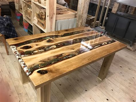 Oak Table Filled With Epoxy Resin Oak Table Wood Table