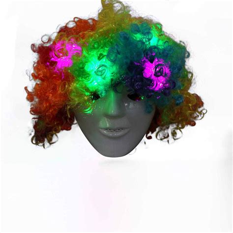 Fun Central Led Light Up Rainbow Afro Wig Headband Flashing Clown Wig