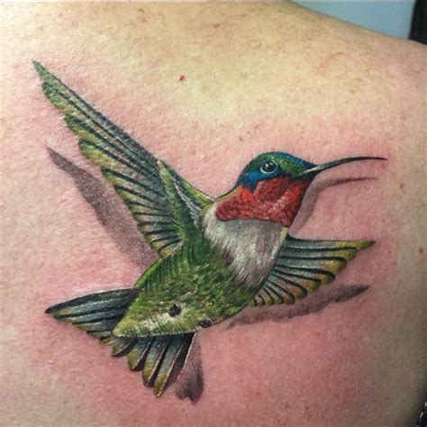 Ruby Throated Hummingbird Tattoo By Lila Way True Grit Tattoos 480