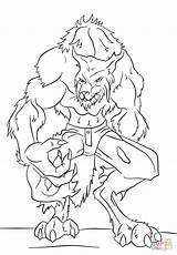 Coloring Werewolf Pages Halloween Printable Kleurplaat Print Monster Fantasy Monsters Drawing Drawings Popular sketch template