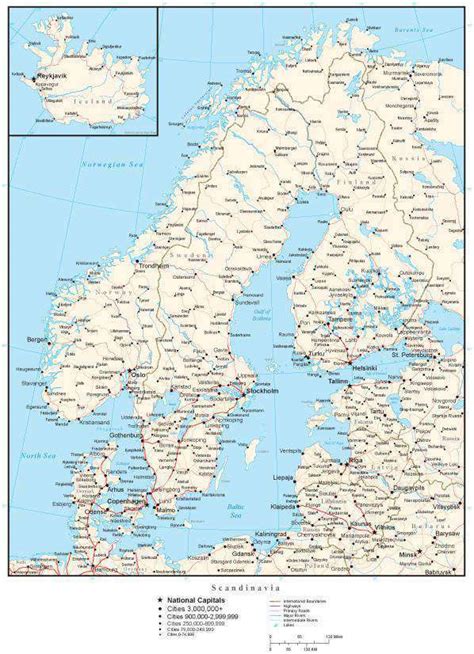 Scandinavia Map With Countries Cities And Roads