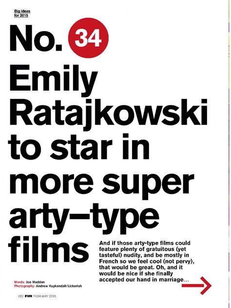 Emily Ratajkowski Fhm Magazine Uk February 2015 Issue