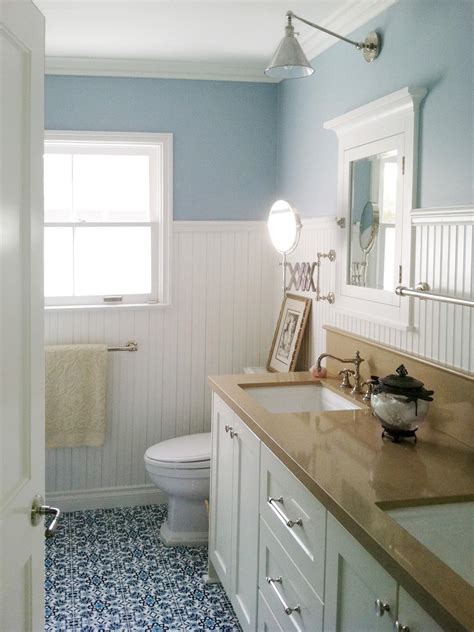 Making use of beadboard wainscoting instead of tile can create an old fashioned appearance that can fit in with today's bathroom fixtures. Design Trend: Decorating With Blue | Color Palette and ...