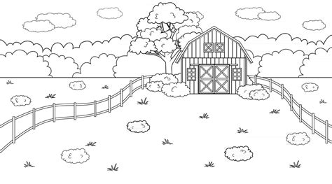Barn With Fence Background Coloring Pages Coloring Pages