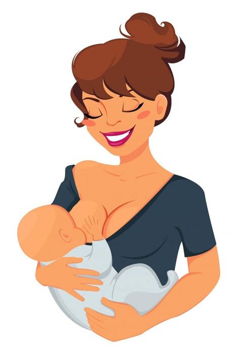 Woman Breastfeeding Newborn Baby In Baby Illustration Breastfeeding Cartoon Art