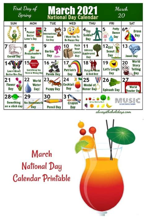 Get Your Printable Calendar For March National Days In 2021 National
