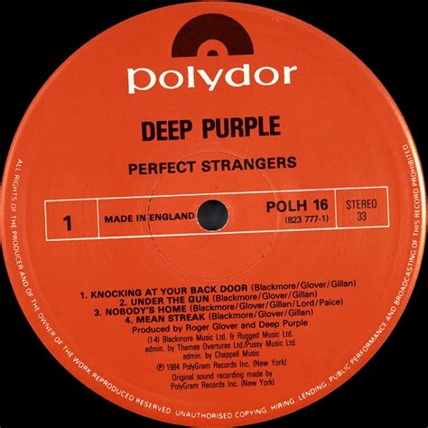 Deep Purple Perfect Strangers 1984 First Press Uk Polydor Nmintnmint