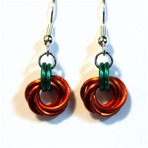 Thanksiving pumpkin chainmaille earrings Halloween Party | Etsy