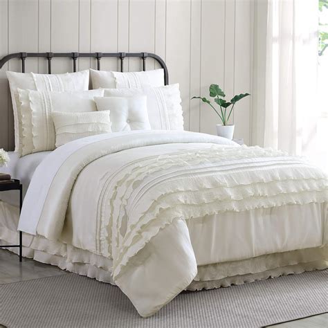 Anastacia Pearl 8 Piece Comforter Set Queen Pearl White By Amrapur