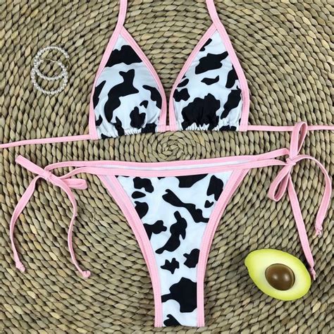 Cow Square Neck Bikini Set Bikinis Bikini Set Print Bikini Swimwear