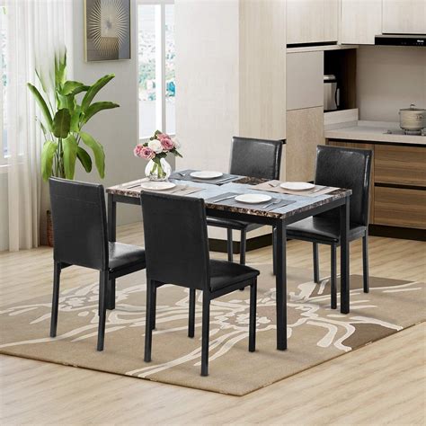 48l x 30w x 30h , chair: 5 Piece Dining Table and Chair Set, Metal Dining Set with ...