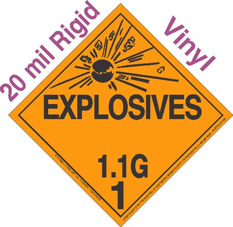 Explosive Class 11g Na Or Un0049 20mil Rigid Vinyl Dot Placard