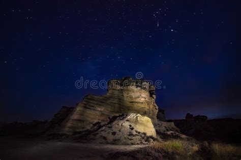 Castle Rock State Park Ks Usa Noite Estrelada Sobre As Formações De