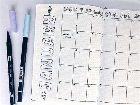 Bullet Journal January Month Calendar Minimalist ️ Handwrittenhannah