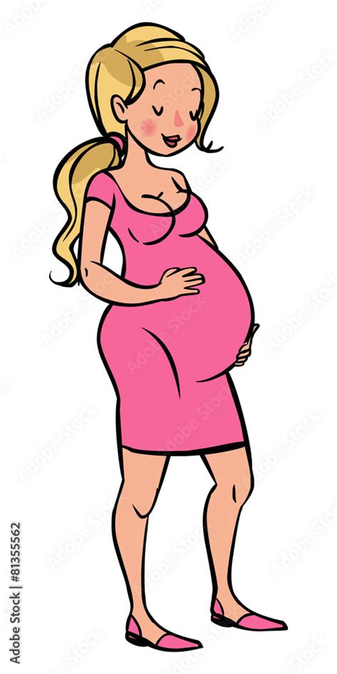 Funny Vector Cartoon Pregnant Woman Vector De Stock Adobe Stock