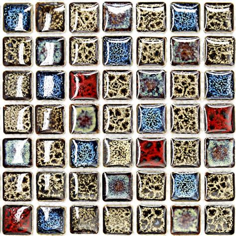Italian Porcelain Mosaic Tile Mixed Brownbluered Leopard Etsy