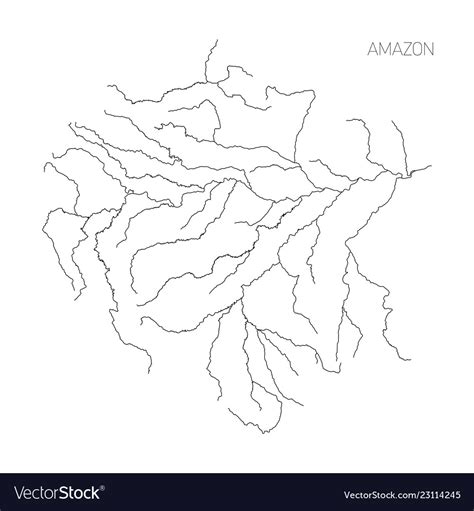 Map Of Amazon River Drainage Basin Simple Thin Vector Image