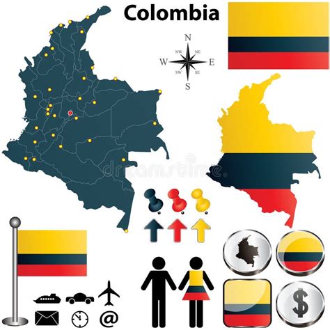 Mapa Del Esquema De Colombia Ilustración Stock De Ilustración