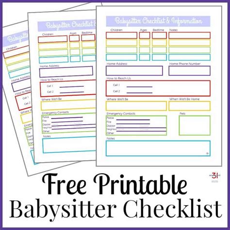 Babysitting Checklist Printable Free Free Printable Templates