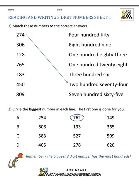 3-digit Numbers In Words Worksheet