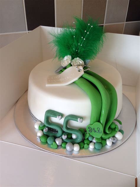 Emerald wedding anniversary cake. 55th. Green celebration cake. Emerald