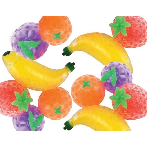 Bulk 12 Fruit Water Bead Filled Squeeze Stress Balls Fruit Squishy Toy Sensory Fidget