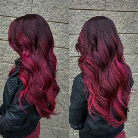 burgundy and magenta balayage ombre hair color hair dye colors hair inspo color hair color