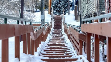 Panorama Stairway On A Scenic Nature And Residential Landscape With