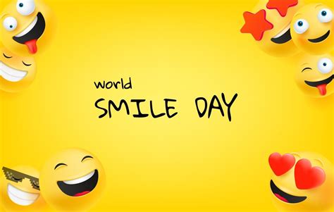 World Smile Day Greeting Card Happy Smile Day Vector Greeting Card
