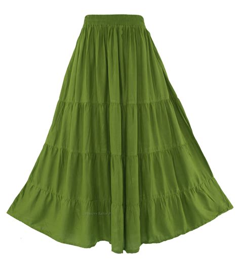 Avocado Green Women Boho Gypsy Long Maxi Tiered Skirt 3x 22 Ebay