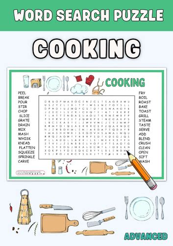 Cooking Word Search Puzzle Worksheet Activities Teaching Resources