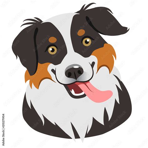 Dog Face Portrait Cartoon Illustration Cute Friendly Herding Dog