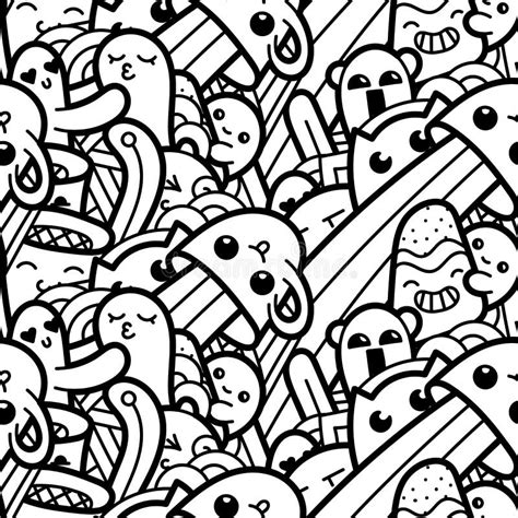 Funny Doodle Monsters Seamless Pattern For Prints Designs And Coloring