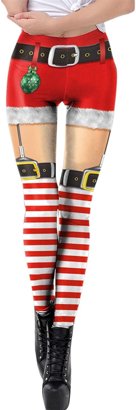 Womens Christmas Stretchy Funny Costume Tights High Waist Leggings Pants Uk Clothing