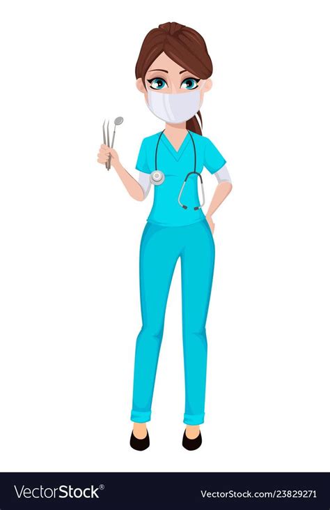 Dentist Woman Medicine Healthcare Concept Vector Image Zahnarzt Arzt Humor Zahnpflege