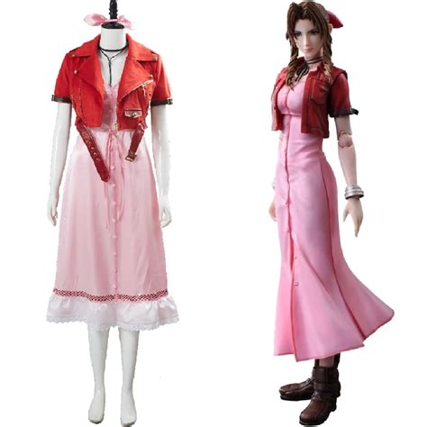 Final Fantasy Vii 7 Aerith Aeris Gainsborough Cosplay Costume Pink Dress Outfit Pink Dress