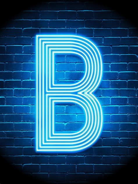 Letter B Retro Neon Sign Blue Funny Initial Monogram Drawstring Bag