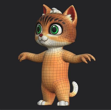 3d model cartoon cat 3d model low poly vr ar low poly rigged cgtrader