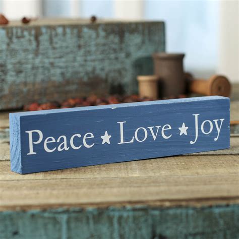 Peace Love Joy Chunky Wood Block Sign Table Decor Christmas And