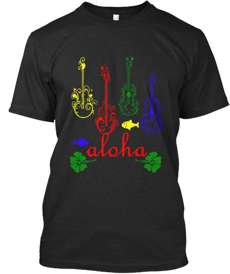 Women S Ukulele Aloha Tee T Shirt Black T Shirt Front