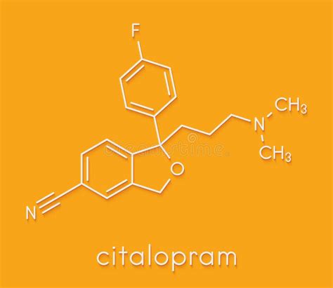Citalopram Anti Depressant Drug Molecule Skeletal Formula Editorial