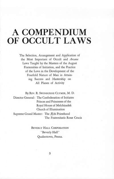 Compendium Of Occult Laws Philosophical Publishing Co