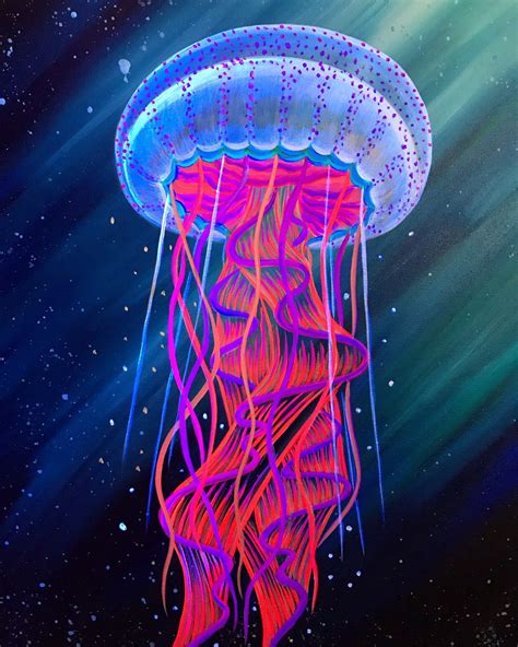 Moon Jellyfish Etsy Jellyfish Art Jellyfish Neon Painting