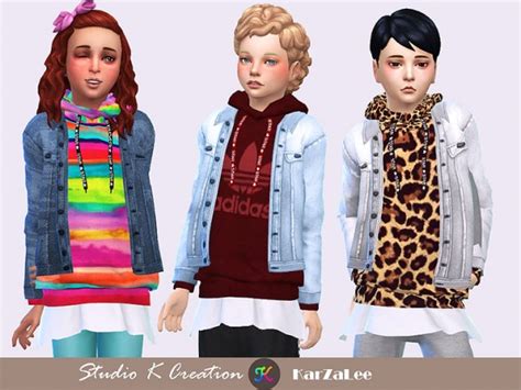 Studio K Creation Jeans Jacket Hoodie Top Child • Sims 4 Downloads